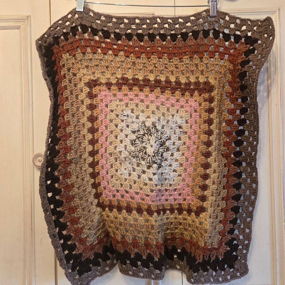Vintage Crochet Doily Earth Tones 23" square